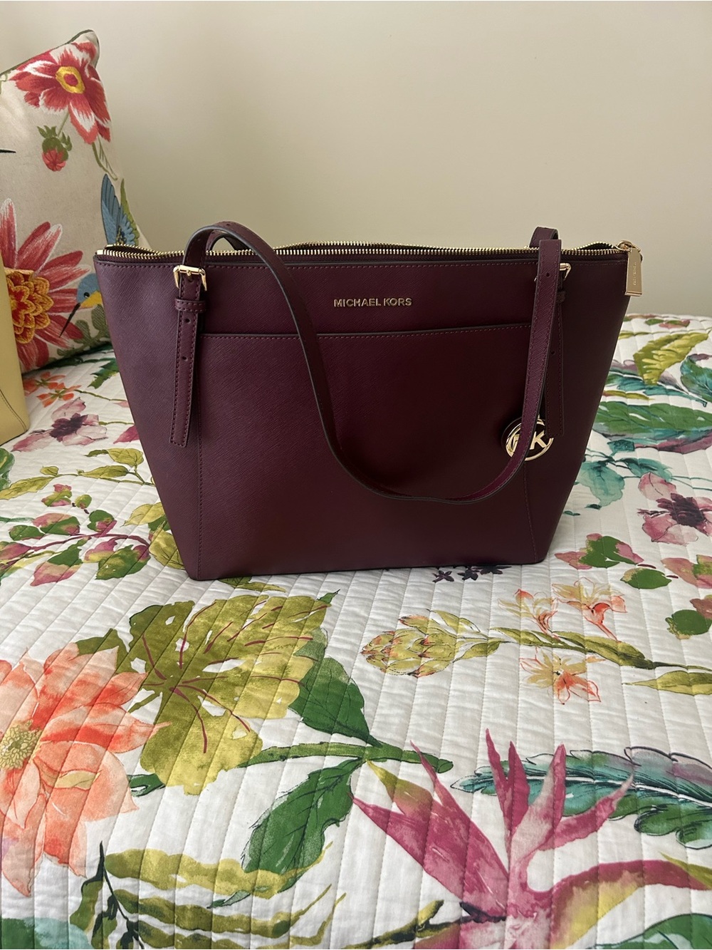 Michael Kors burgundy Tote with Gold Hardware